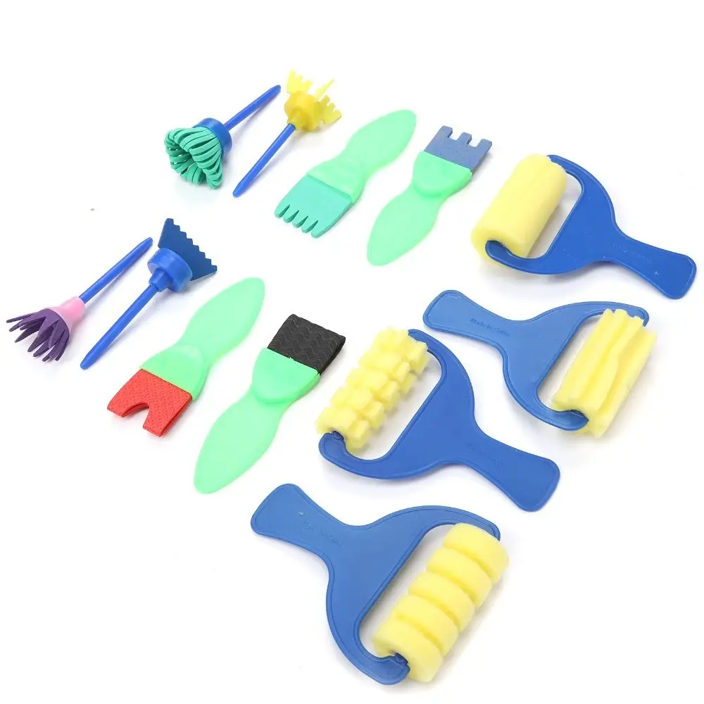 12PCS EVA Foam Made Painting Sponge Brush Gentle Texture Multi Pattern Assortment DIY Drawing Tools Roller & Stamp Combo - view 5