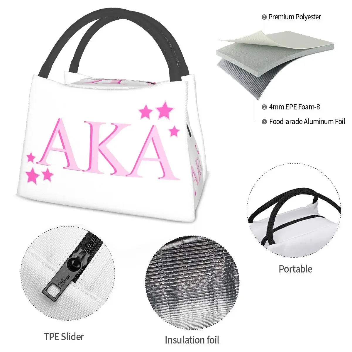 الوردي كابا مع نجوم أكياس الغداء معزول بينتو صندوق الغداء حمل أكياس نزهة حقيبة حرارية برودة للمرأة الاطفال العمل