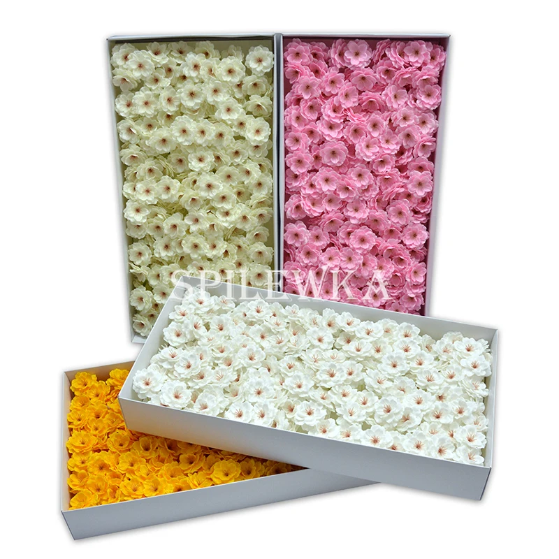 25Pcs Romantic Cherry Blossom Soap Flower Heads, Lifelike Artificial Bridal Petals for Valentine's Day Wedding Party Home Decora