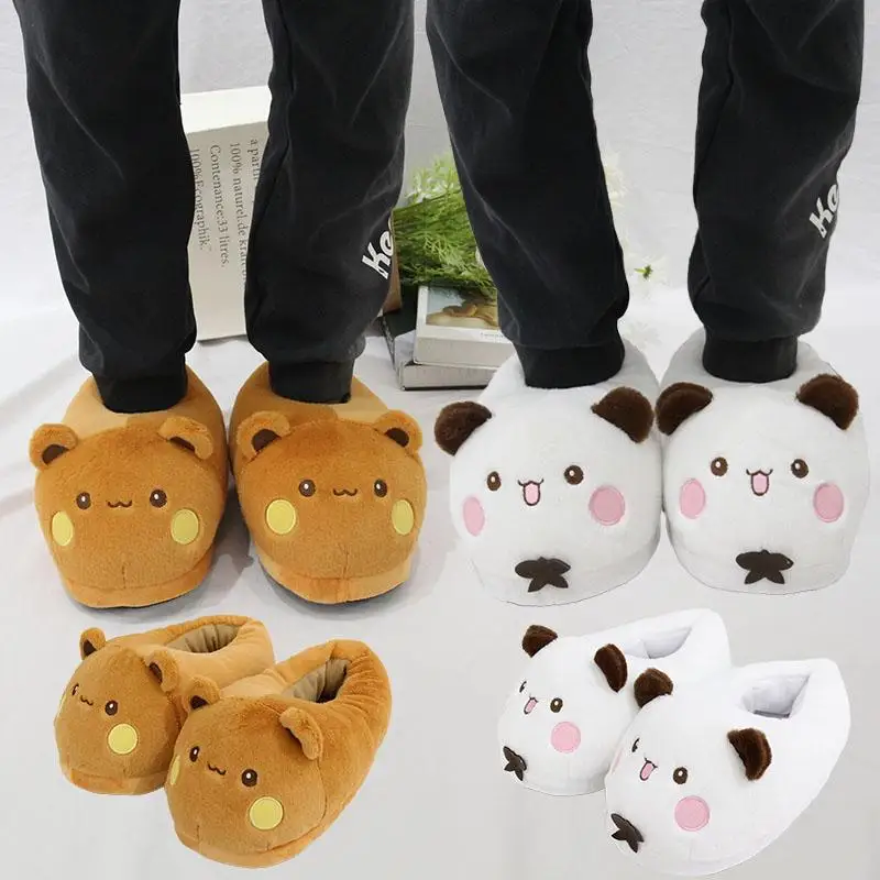 

Новые плюшевые тапочки с пандой, бубу и яром, домашние теплые хлопковые тапочки с рисунком панды для пар, осенне-зимний подарок