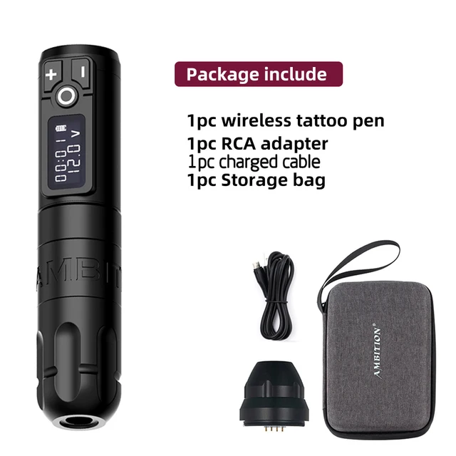 Ambitie Soldaat Draadloze Tattoo Machine Roterende Batterij Pen 2400mAh LED Digitaal Display Voor Body Art Met Draagbare Power Pack