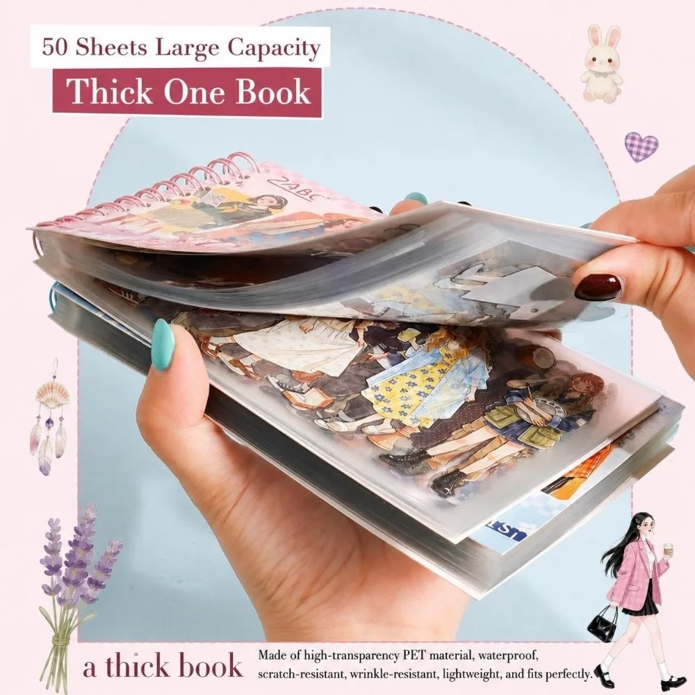 Fashion Boys Girls Character Sticker Book DIY Crafts Collage PET Journal Stickers 50 Sheets Scrapbook Stickers for Journaling