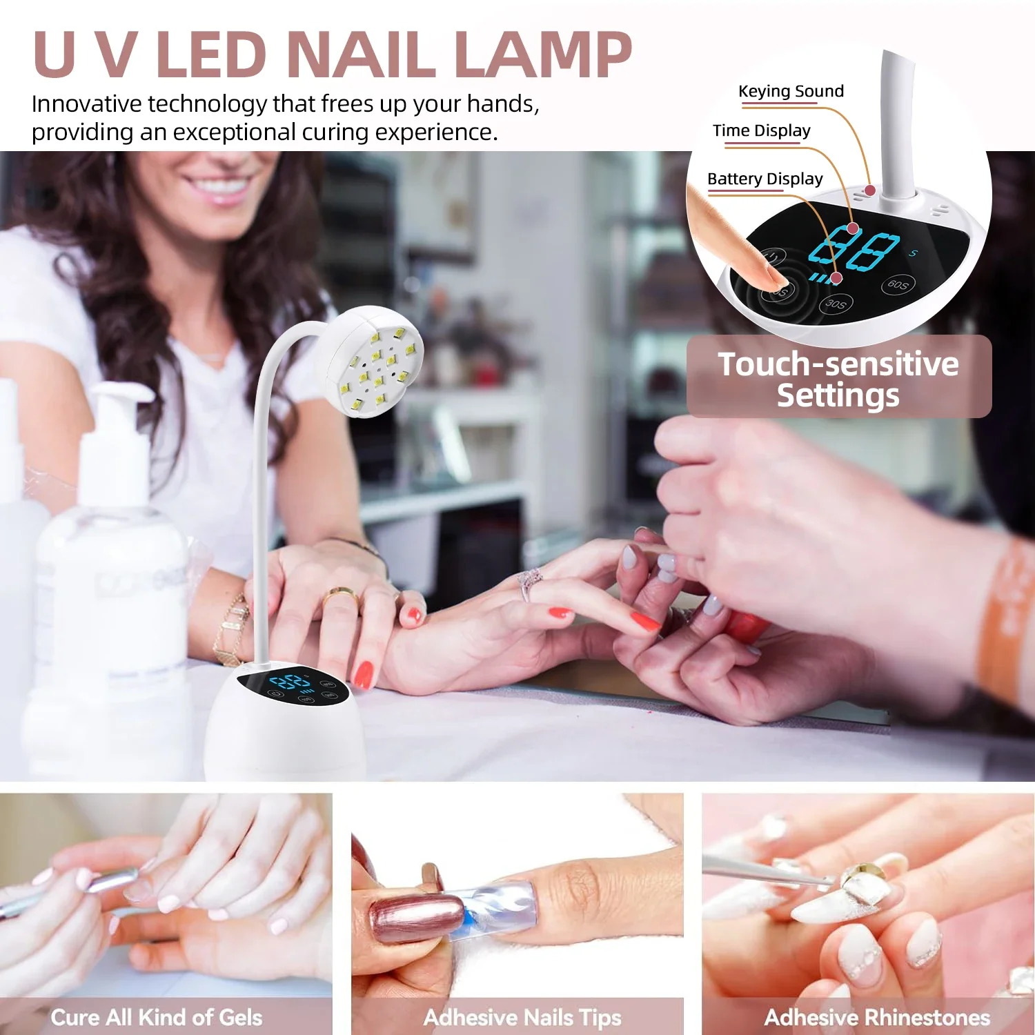 Cordless UV LED Nail Lamp For Curing All Gel Polish USB Rechargeable Nail Dryer With Display Screen Auto Sensor Nail equipment