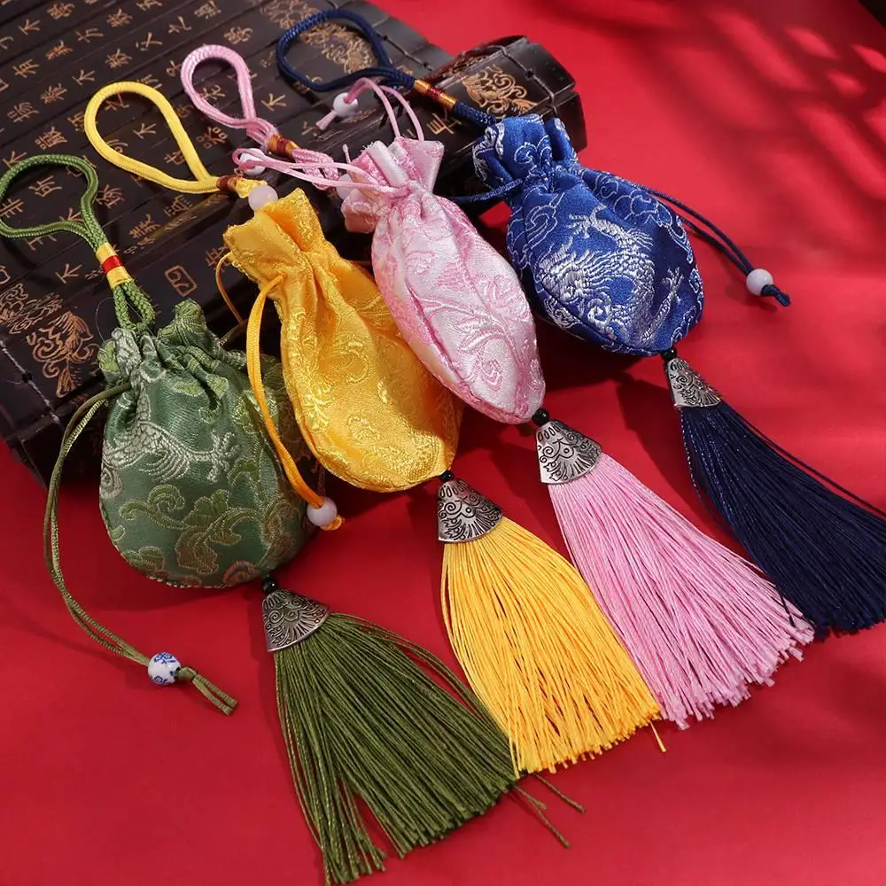 Retro Flower Women Sachet Dragon Embroidery Chinese Style Sachet Hanging Car Hanging Coin Purse Girl