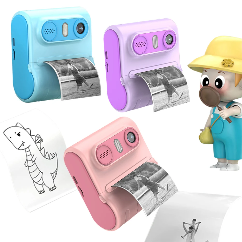 46MP Instant Camera Kids Video Camera 1080P Toddler Camera with 3 Rolls Photo Paper Gifts for Girls Boys Birthday Holiday Travel