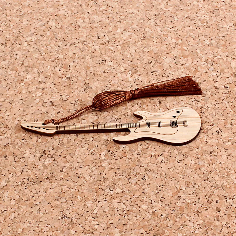 Premium Bamboo Bookmark Guitar Style Wood Book Mark Easy Grip Page Finder for Readers Students Graduates Decoration