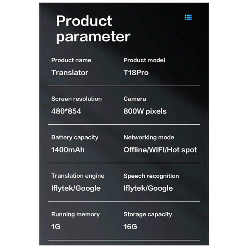 B04B-New T18PRO Portable Audio Translator 138 Language Smart Translator Offline In Real Time Smart Voice AI Photo Translator