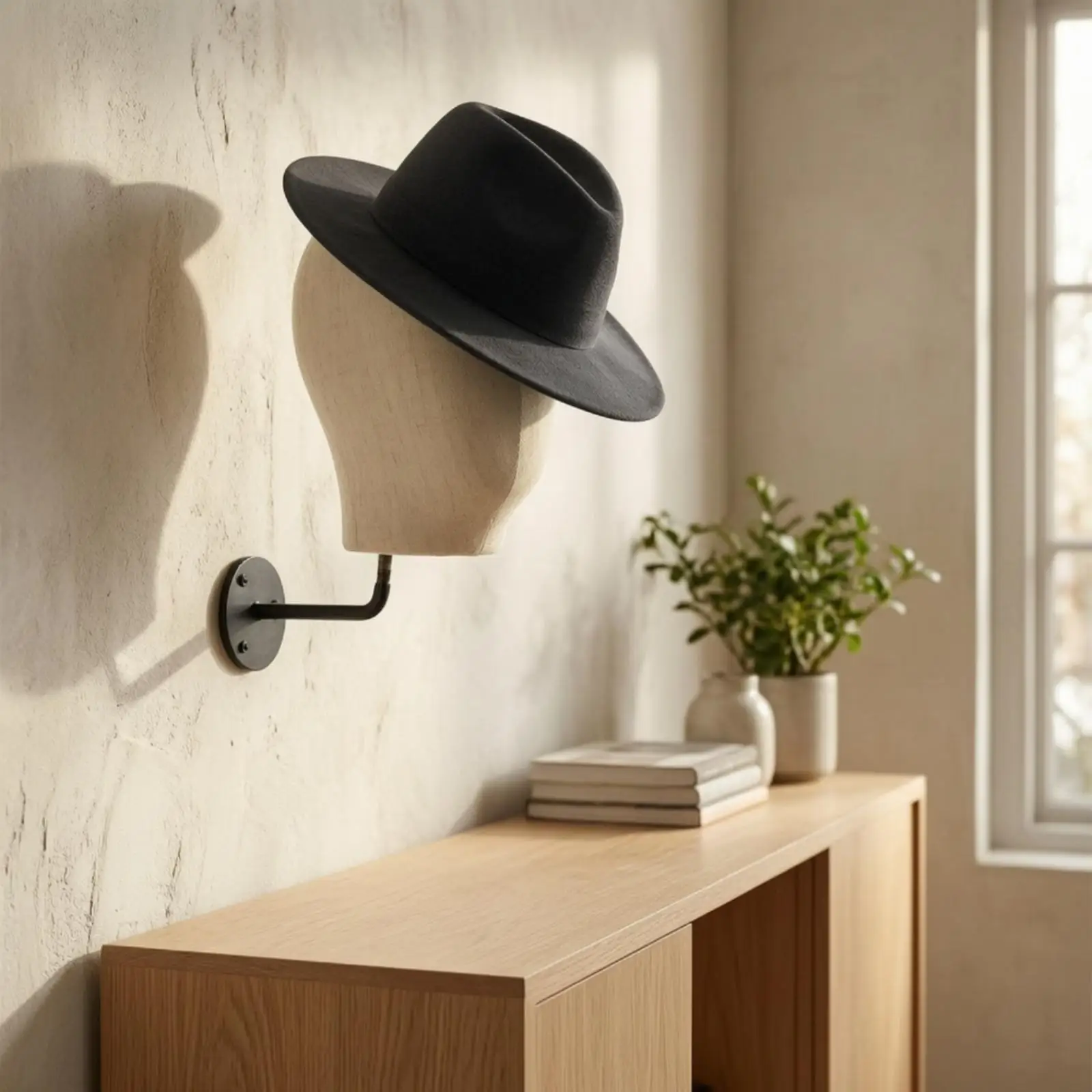 Wall Mounted Hat Stand Fabric Covered Mannequin Head Display Head Easy to