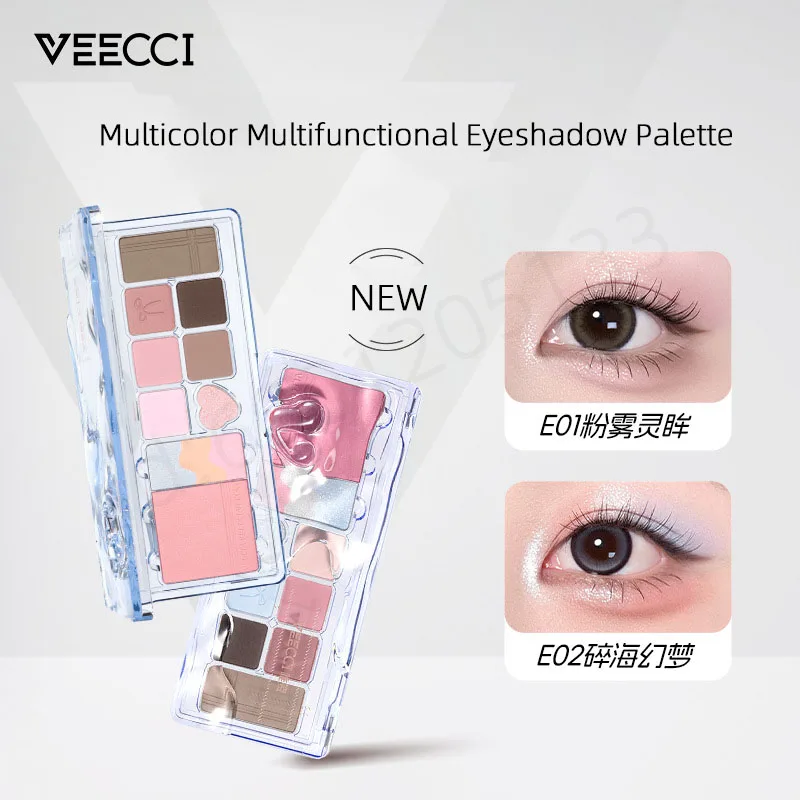 

VEECCI 11-цветная палетка теней для век 2-в-1: матовые и шиммерные оттенки, стойкие, водостойкие, многофункциональные, с блестками, косметическая палетка для макияжа
