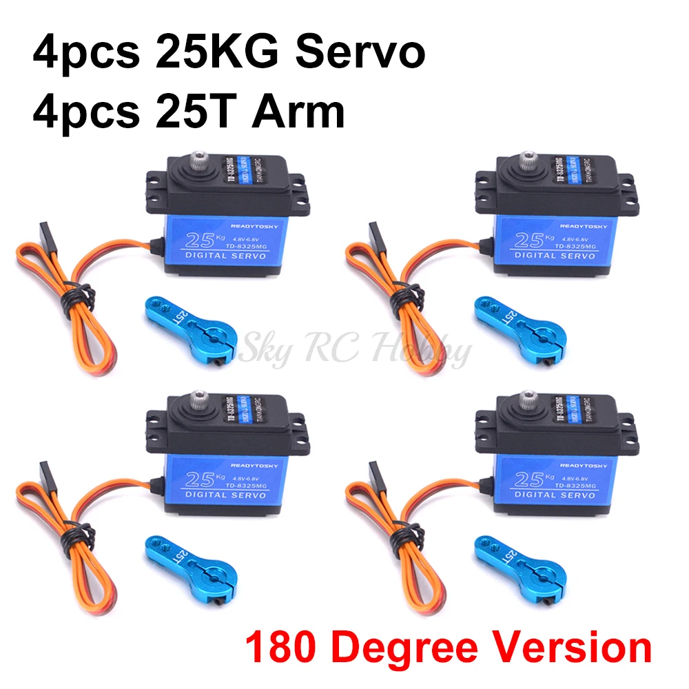 Waterdichte 20KG 25KG 30kg 35kg 40KG 60KG Servo's 180 270 360 Graden Grote koppel Digitale Servo Metalen Tandwielen 25T Arm Voor RC Auto