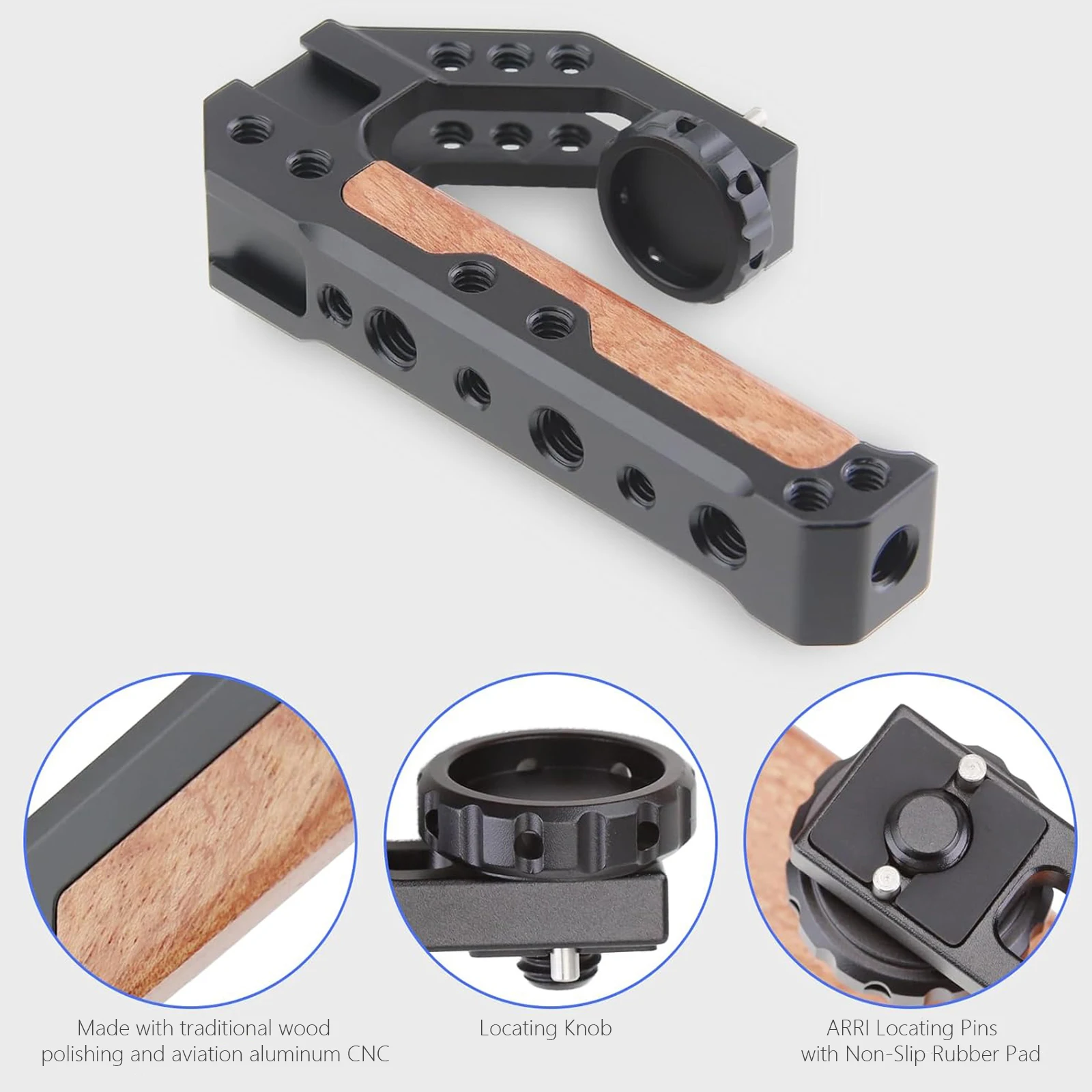 Wooden Top Handle Grip to Mount DSLR Camera with 1/4\