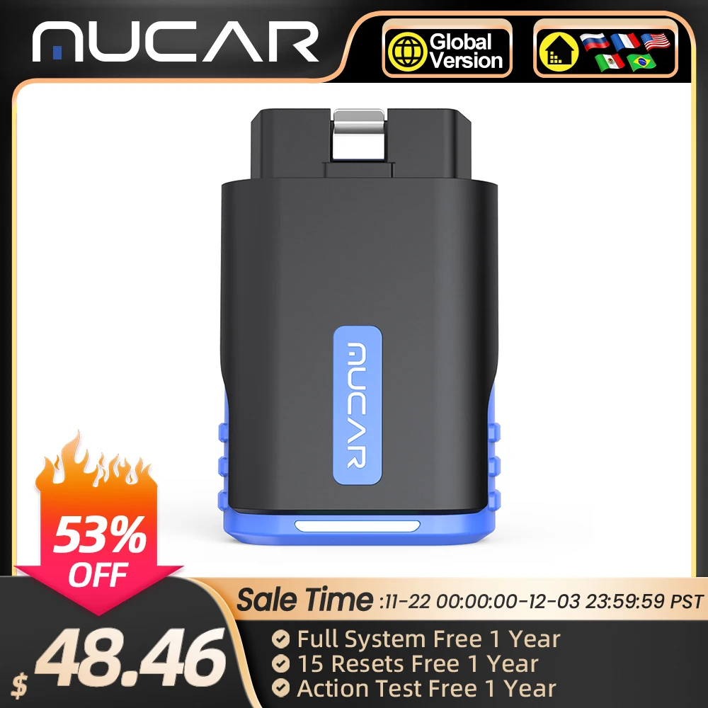 2024 Mucar Driverscan OBD2 Scanner Full System Car Diagnostic Tools Bi-directional Control Scan Tool 15 Reset Service Function