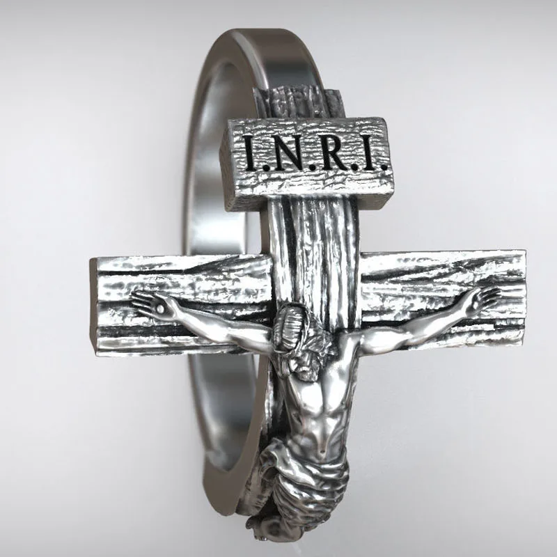 8g Jesus Christ Crucifix Cross Christian Rings  Customized 925 Solid Sterling Silver Rings Many Sizes 6-13