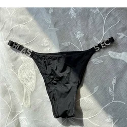 Satin Rhinestones Thong Women Underclothes Sexy Femme Underwear Victoria's Secret Low Waist For Comfortable Lingerie Panties