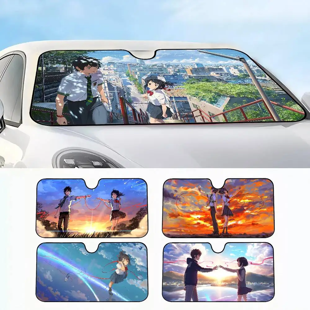 

Anime Y-Your Name Cartoon Car Sunshade Front Window Cover Windshield Sun Shade Car Visor Protection Interior Accessories
