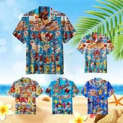 Trendy Cool Fashion Ice Cream Shirts Beach Party 3d Printing Hawaiian Shirt unisex Short Sleeve Oversized Blouse Lapel Men Shirt