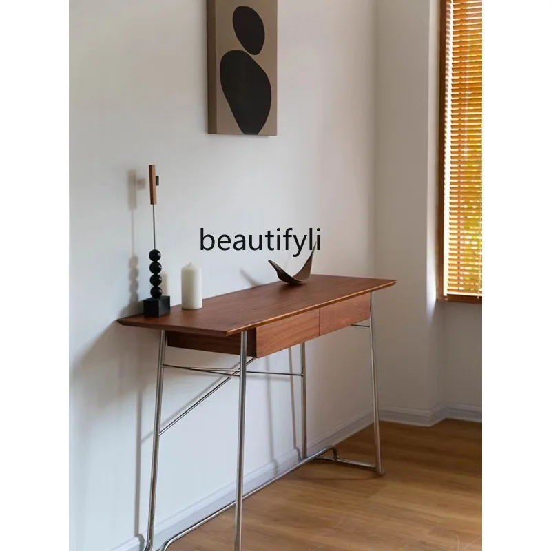 Table IQUE Table Nordique Mid-Prairie pour Chambre à Coucher, Bureau d'Étude, Commode Simple, Table de Rangement en Acier Inoxydable avec MEL