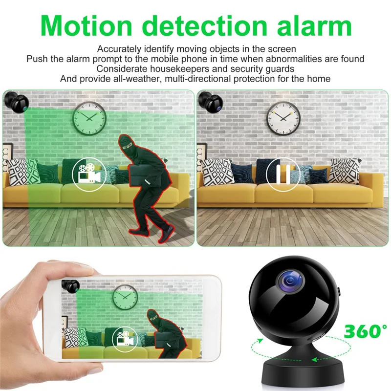 Caméra de sécurité 1080P, Surveillance Wifi, caméra domestique intérieure avec Vision nocturne extérieure