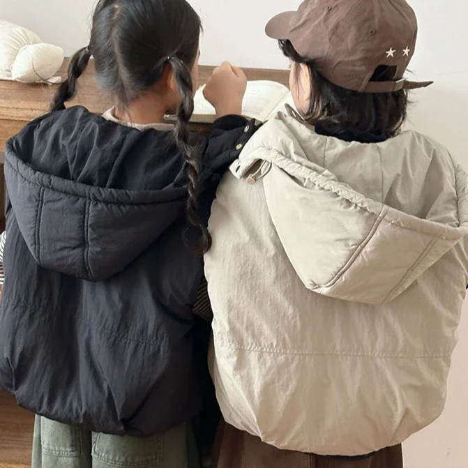 Waistcoat 2026 Autumn And Winter New Childrens Clothing Korean Style Boys And Girls Thickened Cotton Hoodie Waistcoat