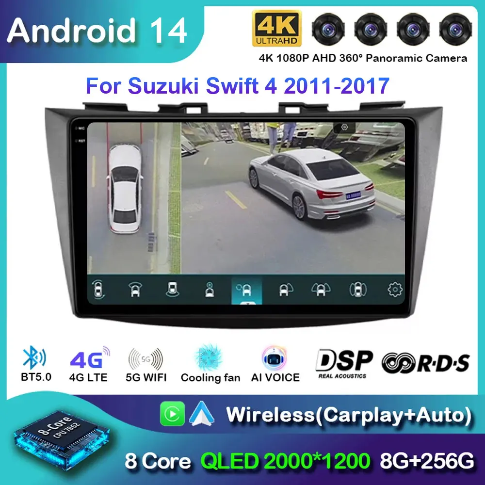 Android 14 Radio For Suzuki SWIFT 2010-2016 2Din Android Octa Core Car Stereo DVD GPS Navigation Player Multimedia Auto Carplay