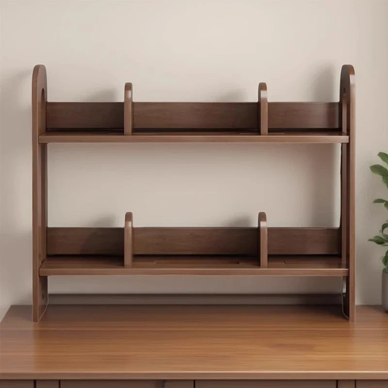 

Solid wood bookshelf Work station Desktop shelf Desk storage Organizing rack Storage