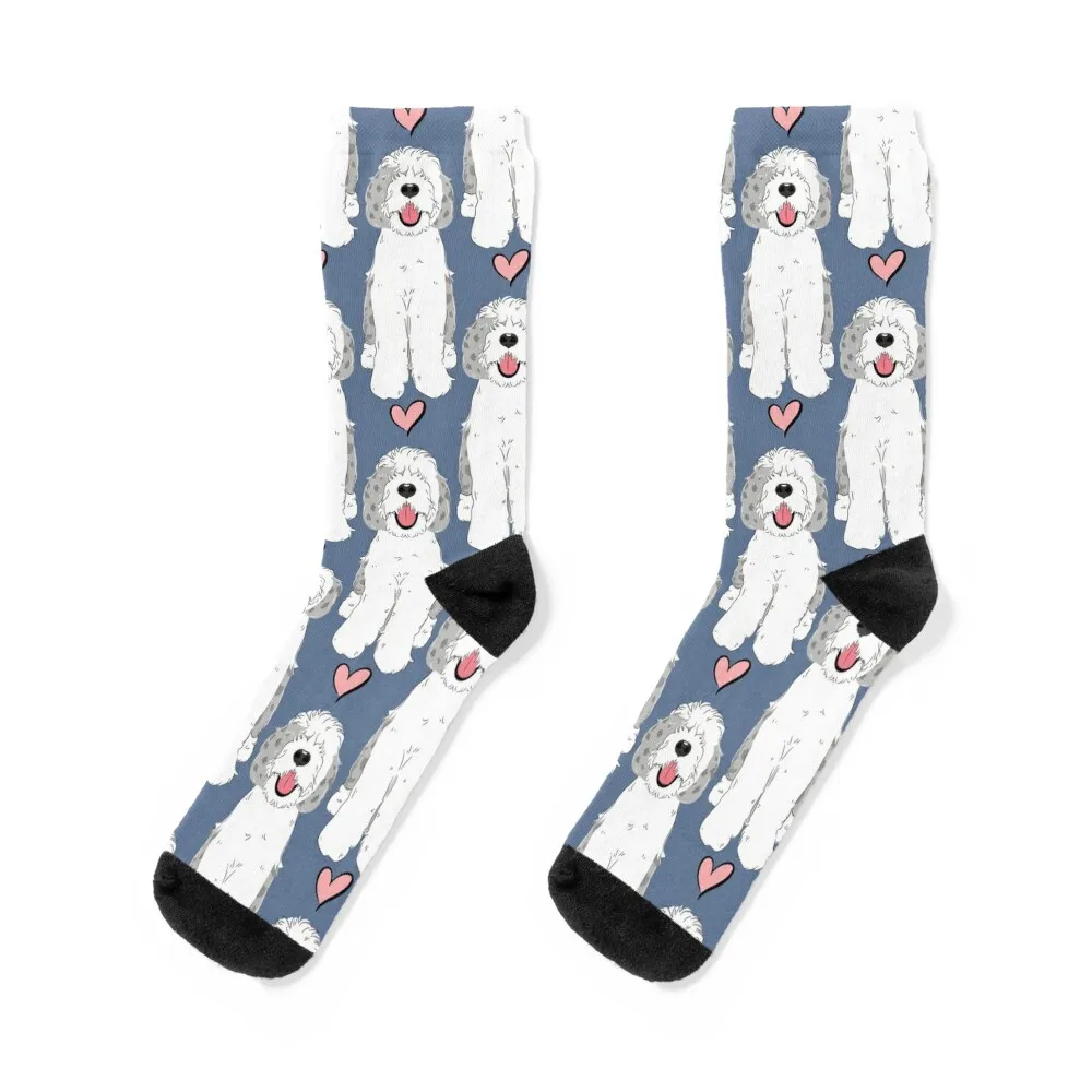 

Blue Merle Sheepadoodle 4 Socks cartoon funny gifts cool heated Designer Man Socks Women's