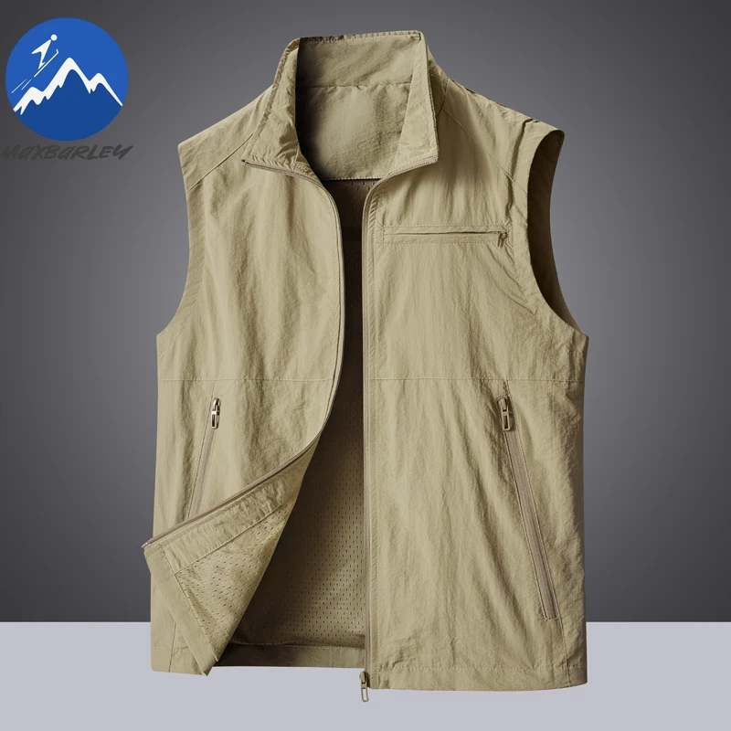 maxbarley-2026-屋外釣りベスト男性春秋カジュアル防水ラセルノースリーブジャケットハイキングキャンプ通気性ベスト
