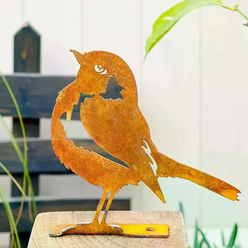 

1Pc Rust-Colored Bird Comfortable Home And Garden Decoration Country Metal Artwork Backyard Wall Decoration Iron Garden Decorati