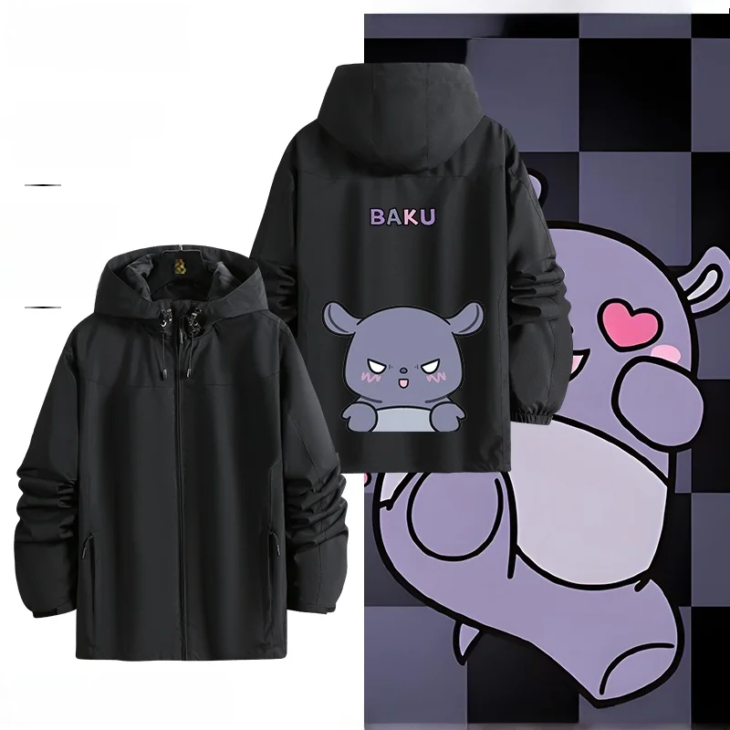 

Куртка Fsy Magic Melody Baku Purple Eggplant Cartoon Jaet для мужчин и женщин, повседневная, ветрозащитная, из полиэстера