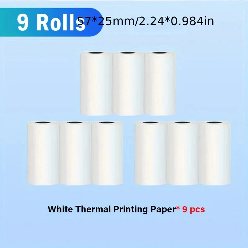 Rollos de papel imprimible para Mini impresora, etiquetas térmicas blancas de 57X25mm, rollos de papel térmico sensible al calor