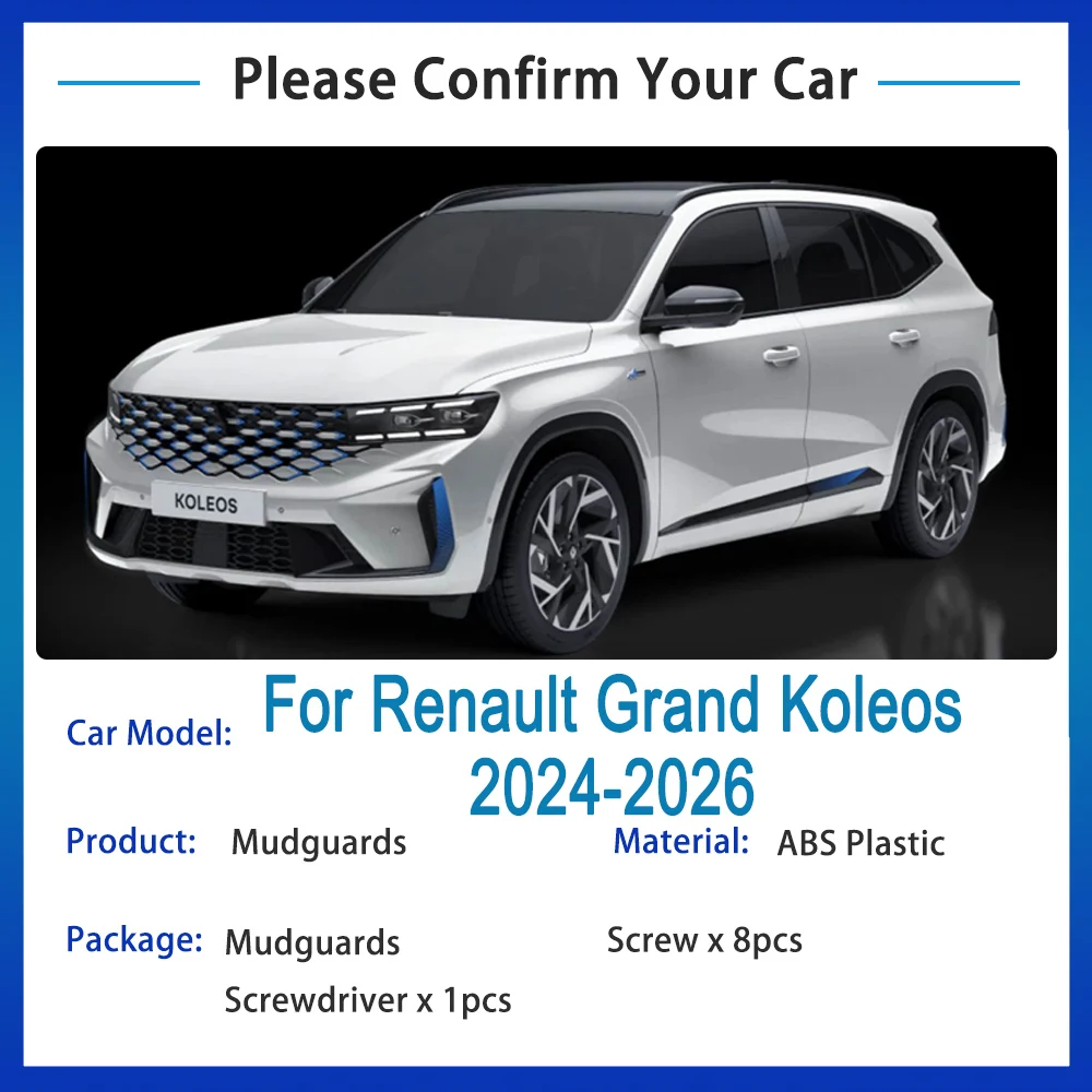 

Car Lined Fenders For Renault Grand Koleos 2025 Accessories 2024 2026 Splash Guard Mudguards Mud Flaps Fender Front Rear Guards