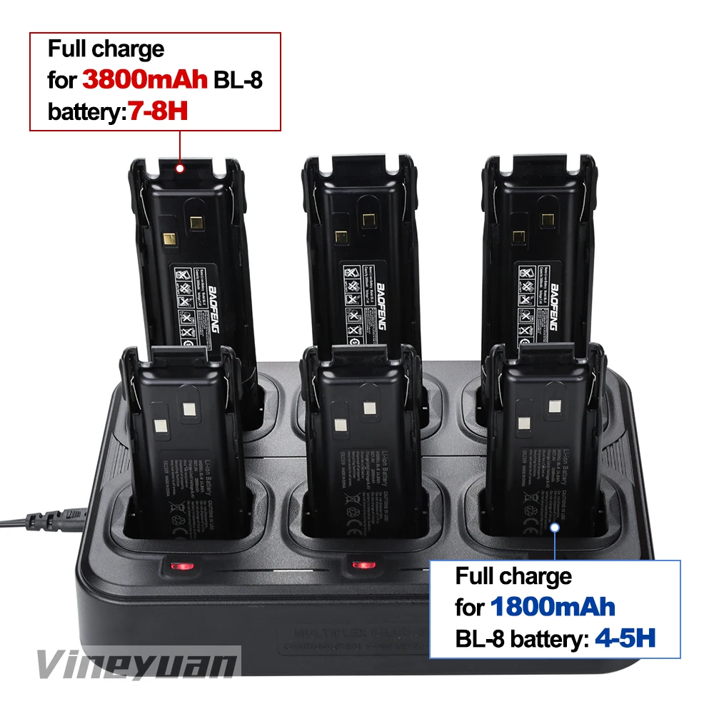 Six-way Charger for Baofeng UV-82HP, UV-82C, UV-82L,UV-8D,UV-82 BL-8 Battery, Bulk Bank Multi Charger for BaoFeng Walkie Talkie