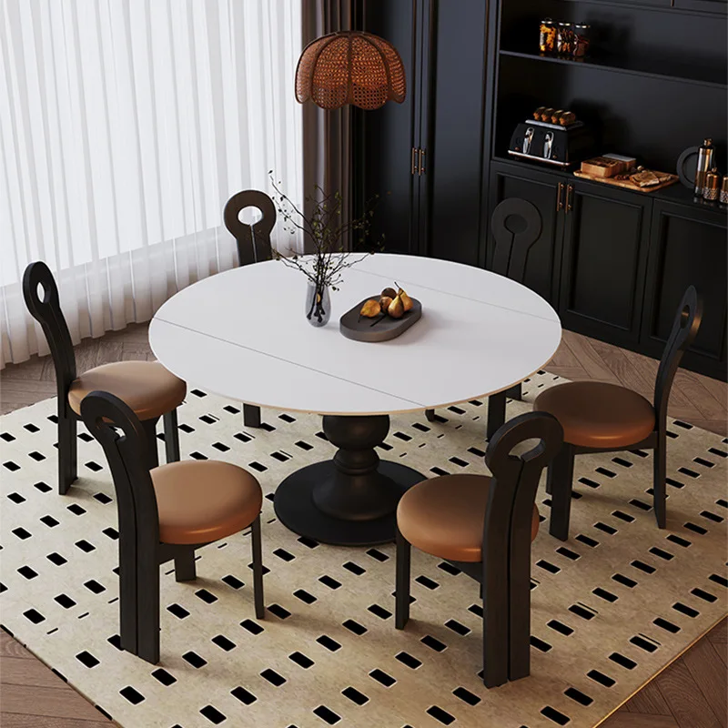 

French-style Solid Dining Tables Wood Rotating Apartment Dining Tables Design Minimalist Home Furniture Tavoli Da Pranzo ZY40CZ