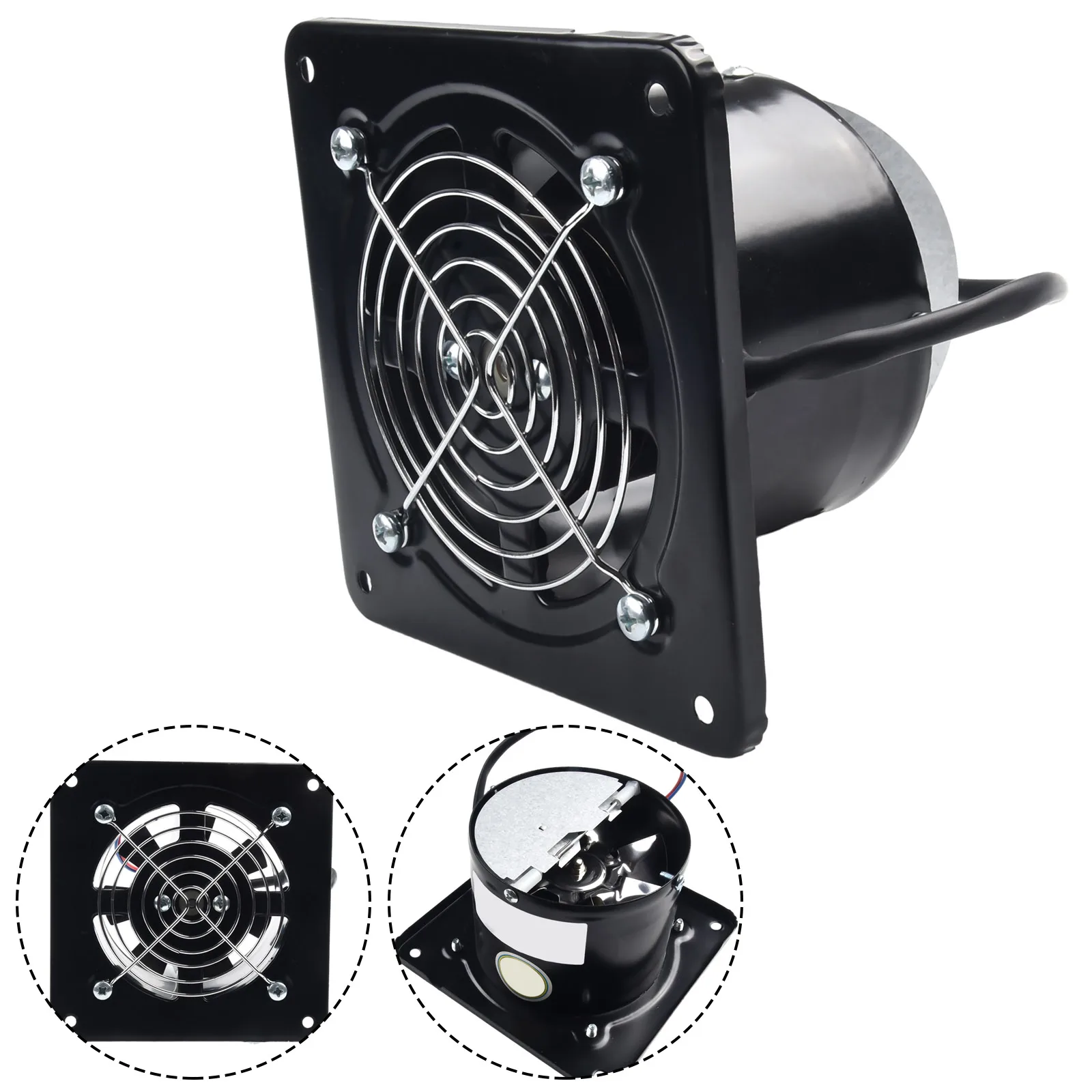 Air Blower Fan Exhaust Fan 4inch Axial Exhaust Black Copper Motor Industrial Low Noise Stainless Steel Practical