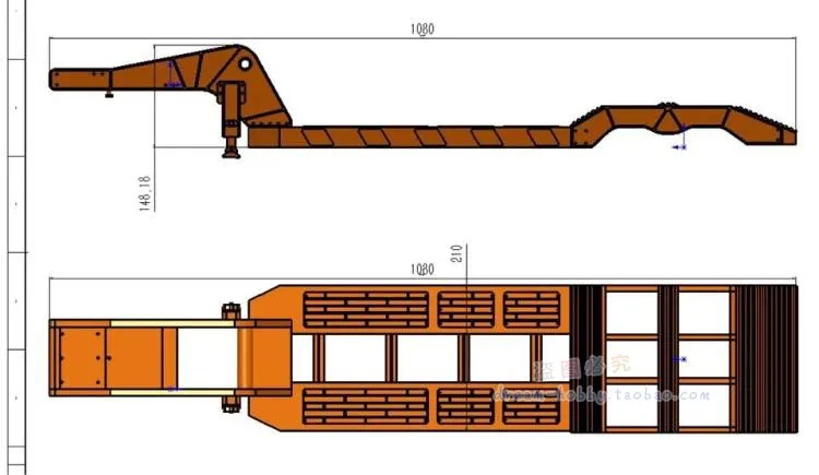 All-metal CNC Low Board Trailer Modification for 1/14 Tamiya RC Truck Tipper Scania 770S Mercedes Benz Actros Volvo MAN Car Part