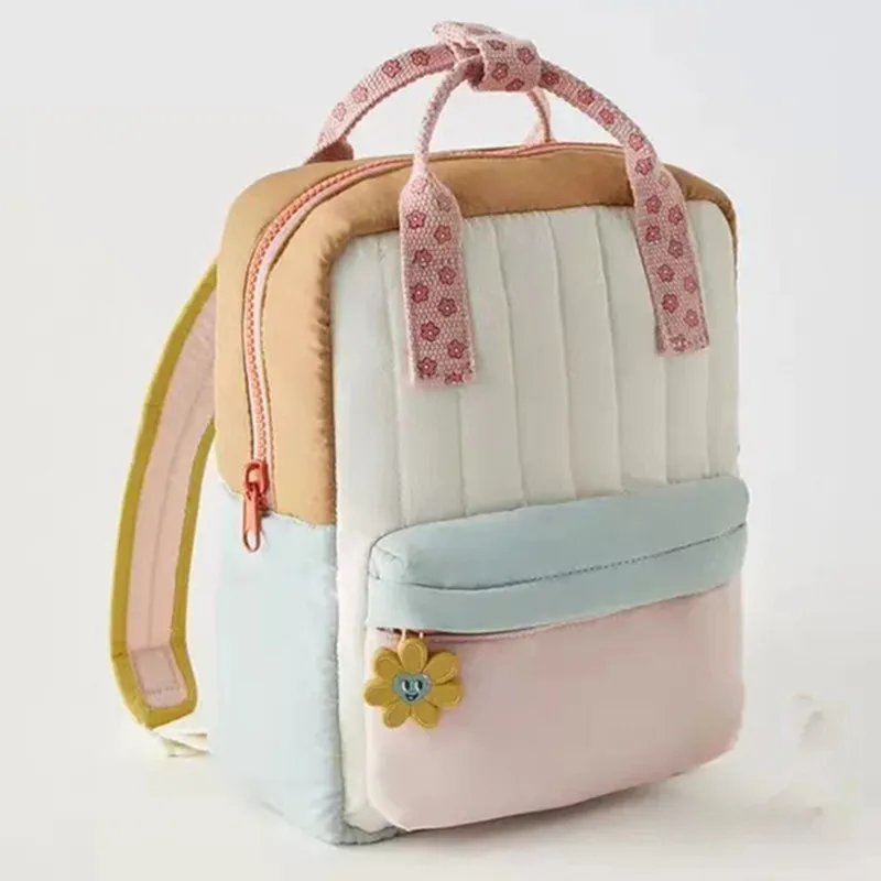 Mochila leve para crianças, bonito sol flor pendurado decoração, colocação cor, mochila, compras, novo