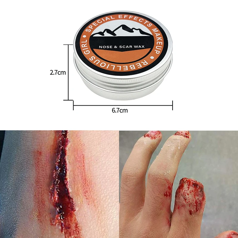 SFX Makeup Kit Scars Wax Halloween Special Effects Stage Fake Wound Skin Wax with Spatula Stipple Sponge Fake Wood Special