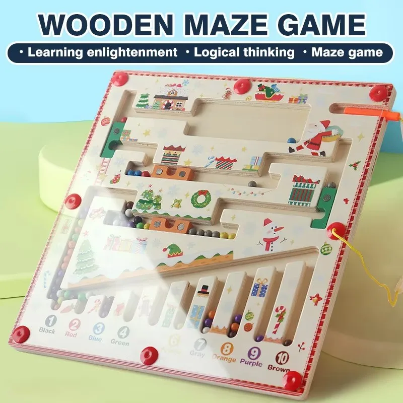 Christmas gift Montessori early wooden intelligence maze board games block educational games puzzles