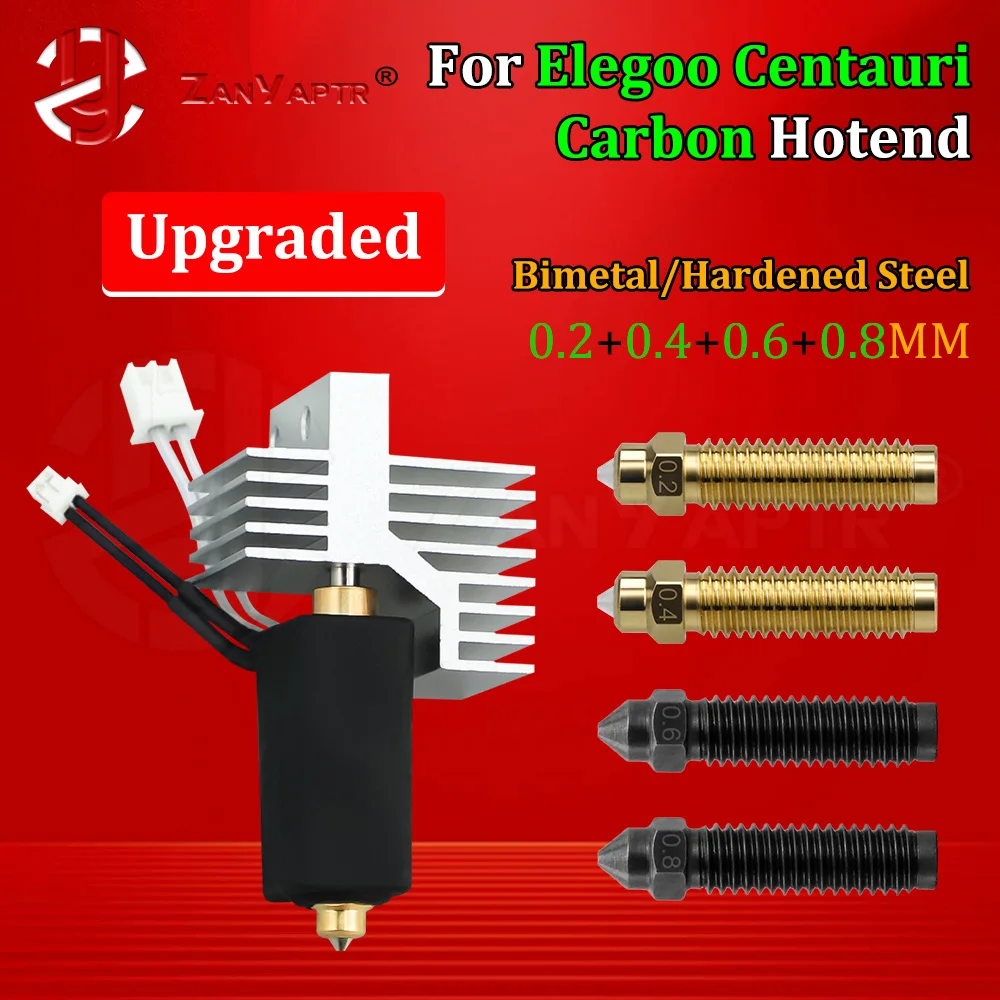 

For Elegoo Centauri Carbon Upgrade Ceramic Hotend Brass Hard steel Bimetallic Nozzle Wipe Brush Nozzle Silicone Sock Thermistor