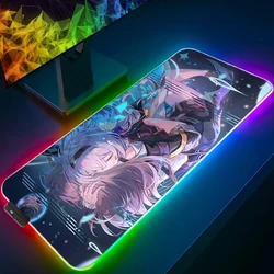 Honkai Star Rail Firefly Mouse Pad RGB Laptop Kawaii Anime Desk Mat LED Computer Cute Girl Mousepad Large Gamer Cabinet Carpet