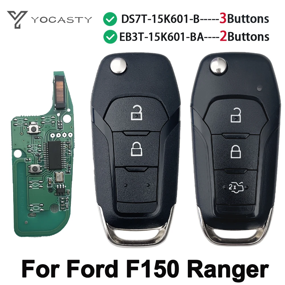 

YOCASTY DS7T-15K601-B Flip Remote Car Key Fob 433Mhz ID49 For Galaxy Ford F150 Ranger S-Max KA+ Mondeo V EB3T-15K601-BA