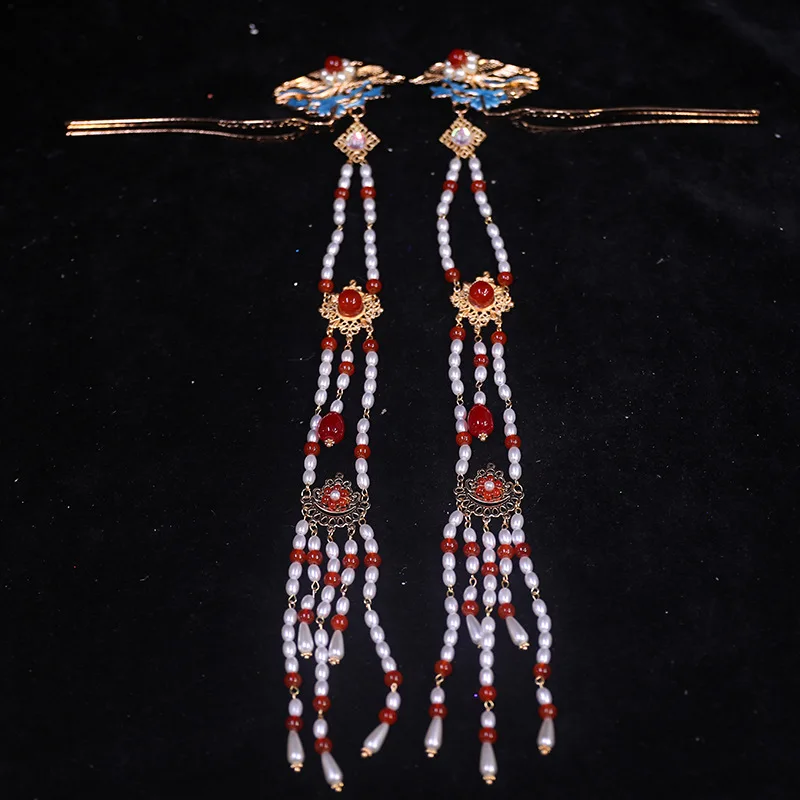 Headdress สําหรับ Han เสื้อผ้าจีนผม Clasp อุปกรณ์เสริม Gorgeous All-Match สีแดง Ming Tuinga Hairpin Fenglai ชุด