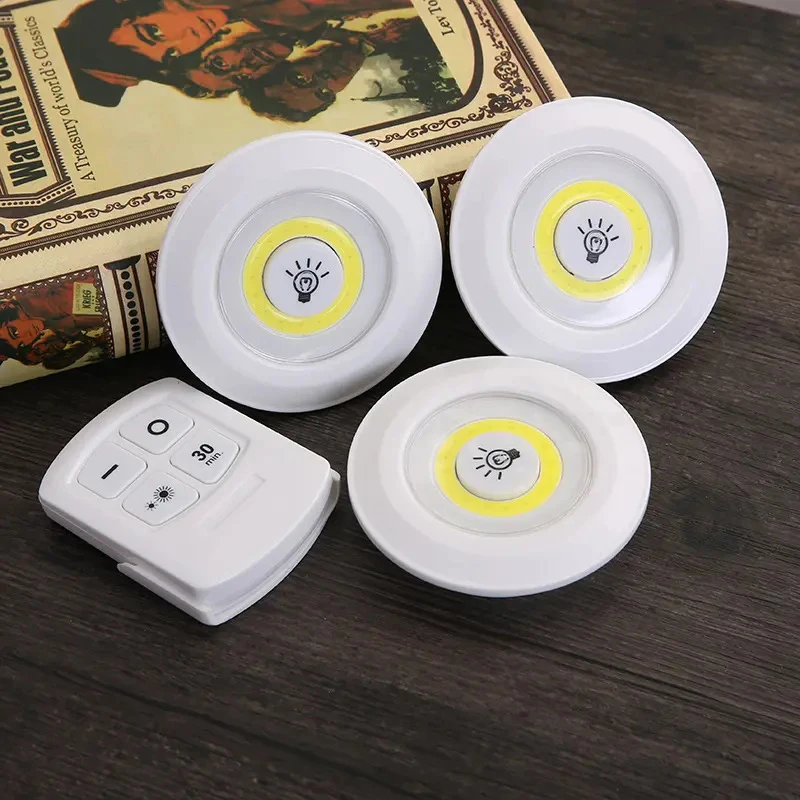 3W Smart COB oświetlenie podszafkowe Mini LED bezprzewodowy pilot ściemnialna szafa lampka nocna do sypialni kuchnia lampka nocna