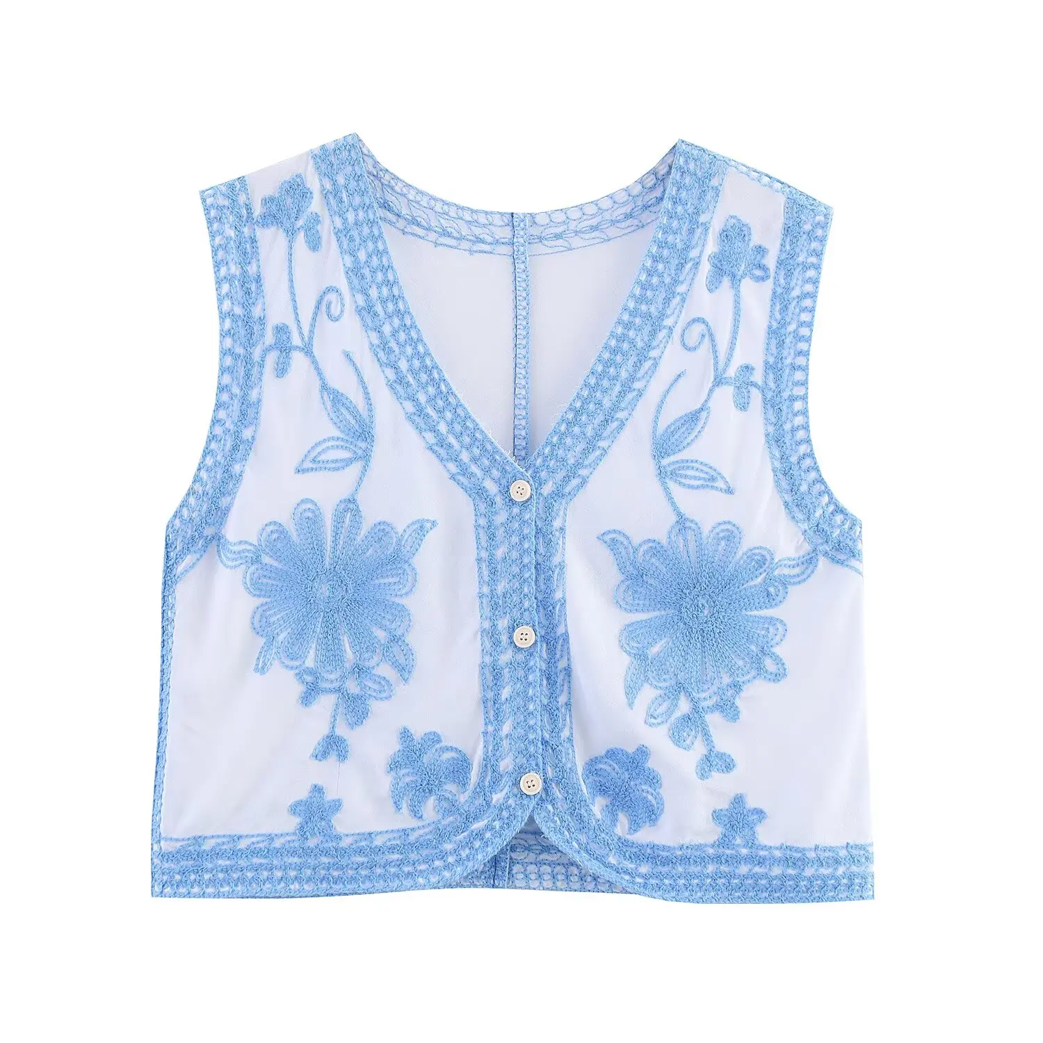 ZAB Autunno delle nuove donne Faion V-ne Svel ricamato floreale etnico Sle Top vestibilità ampia protezione UV in poliestere