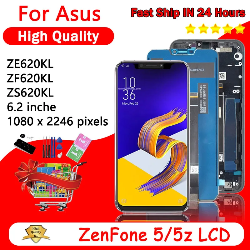 6.2'' AMOLED For Asus ZenFone 5 5z ZE620KL/ZF620KL/ZS620KL LCD X00QD X00QDA Z01RD Display Touch Screen Digitizer Assembly