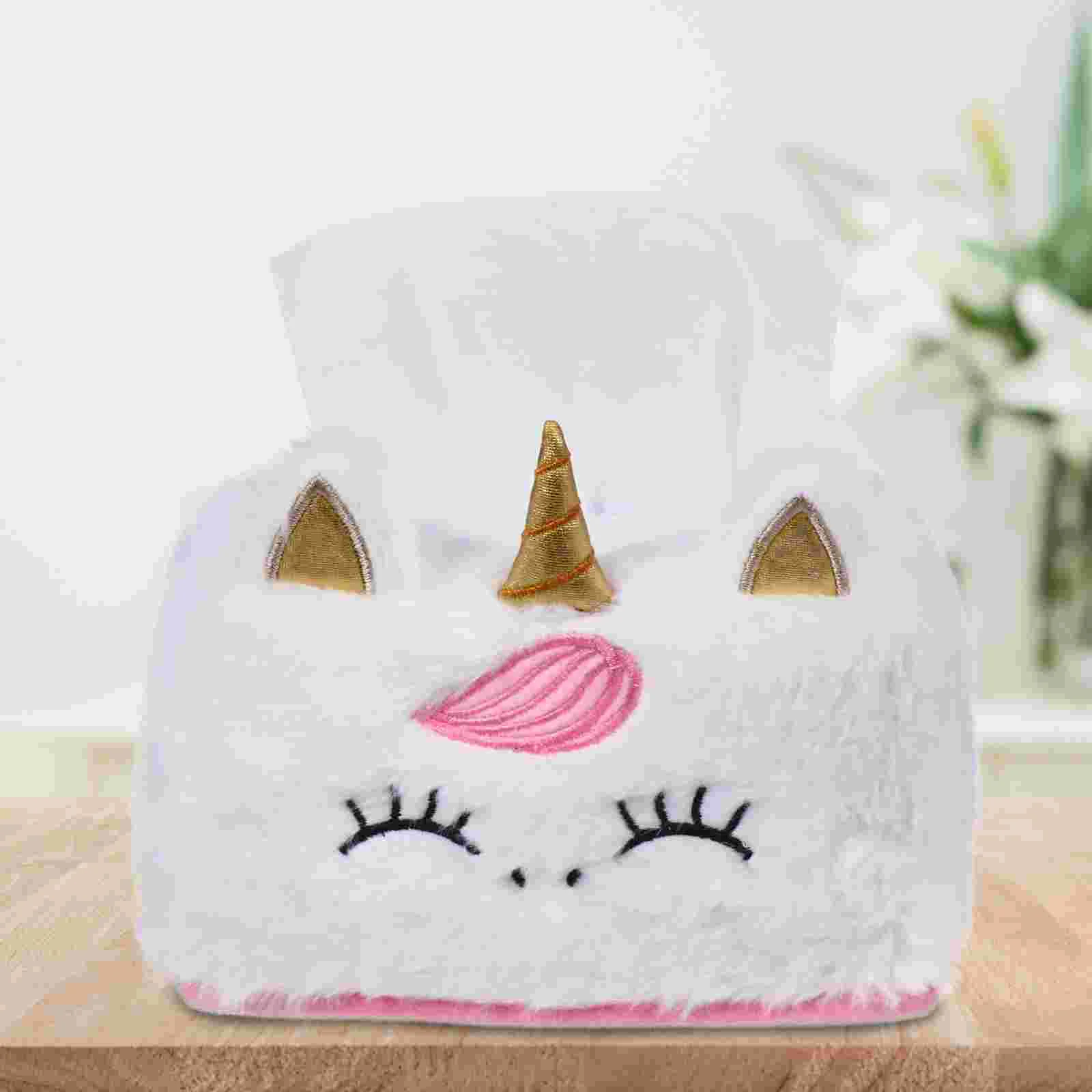 

Unicorn Tissue Box Kid Car Napkin Holder Plush Drawer Case Cartoon Office Storage