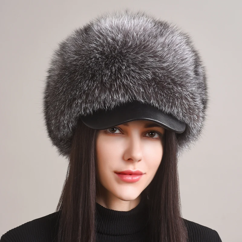 

Fox Fur Hat For Women Keep Warm Winter Natural Fur Lei Feng Hat With Ear Protection Outdoor Thickened Russians Cap Real Fur Hat