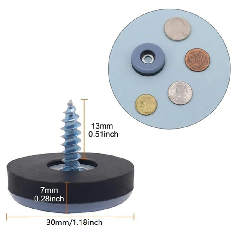 ABXF-40Pcs Furniture Gliders PTFE Easy Moving Sliders With Screw Floor Protector For Tiled Hardwood Floors Round