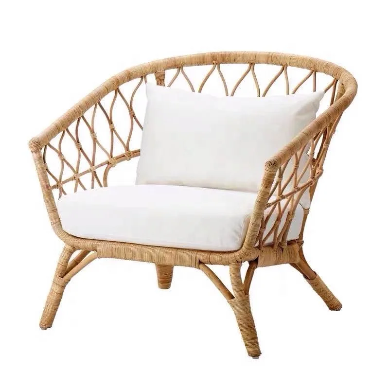 

Outdoor Sofa Set Natural Rattan Single Lounge Chair Homestay Garden Furniture Rattan Chair Coffee Table