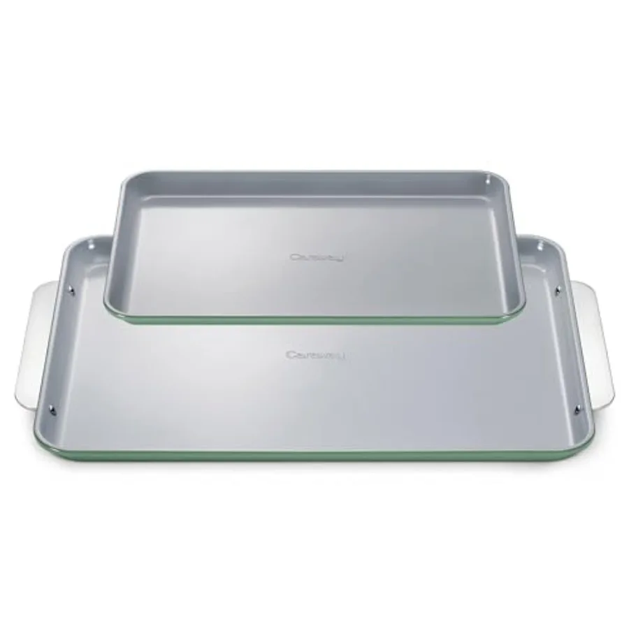 

Non-Stick Ceramic Baking Sheet Duo - Naturally Slick Ceramic Coating - Non-Toxic PTFE and PFOA Free - 18 x 13" Large and 15 x 1